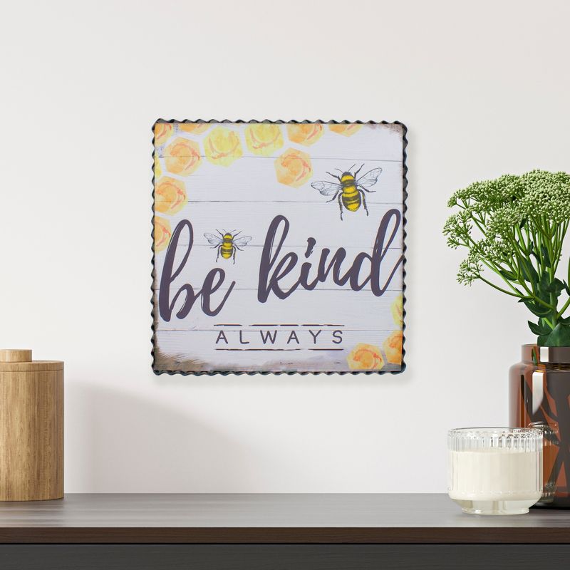 Northlight Metal Framed "Be Kind Always" Bumble Bee Decorative Canvas Wall Art 12"