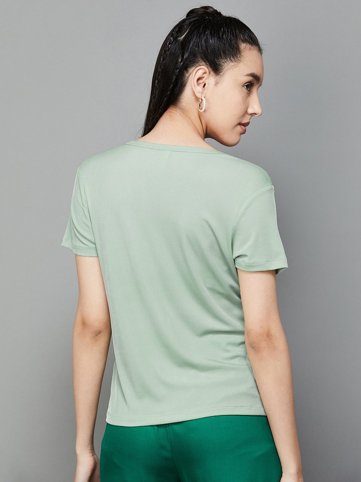 Fame Forever by Lifestyle Sage Green Short Sleeve Top