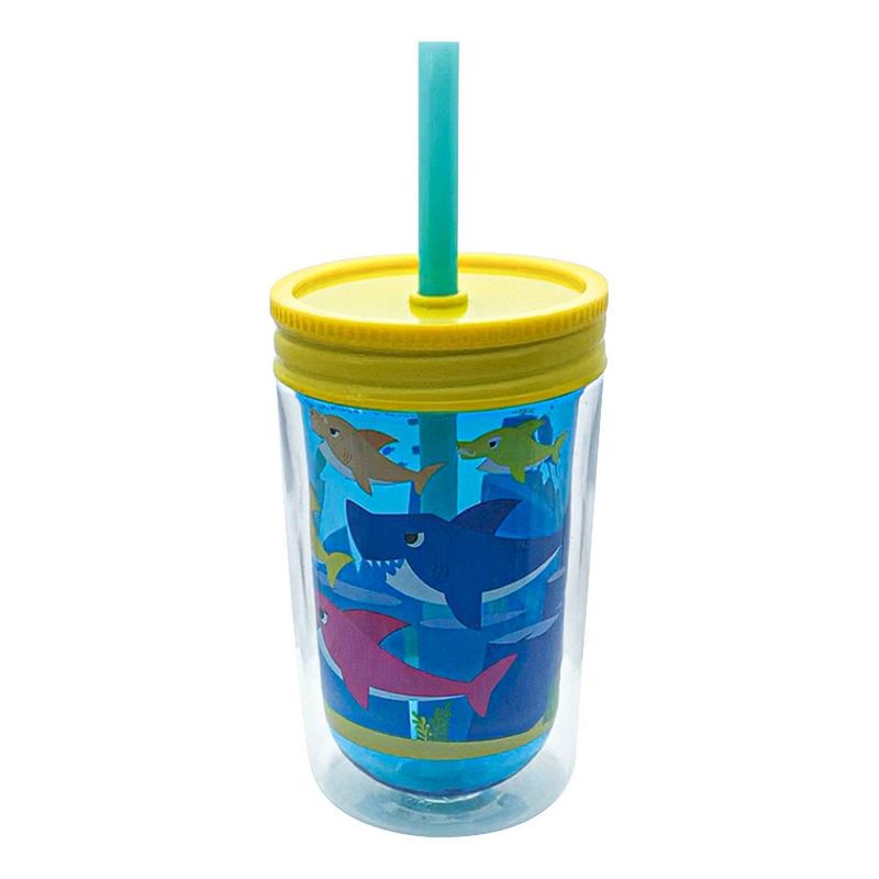Pinkfong Baby Shark 12.5oz Plastic Tumbler with Lid and Straw