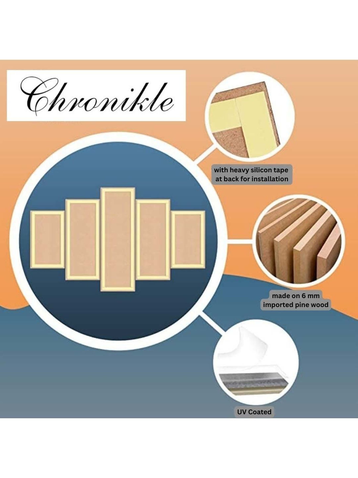 CHRONIKLE Multicolor Wood Lord Ganesha 3D Wall Painting - Set of 5