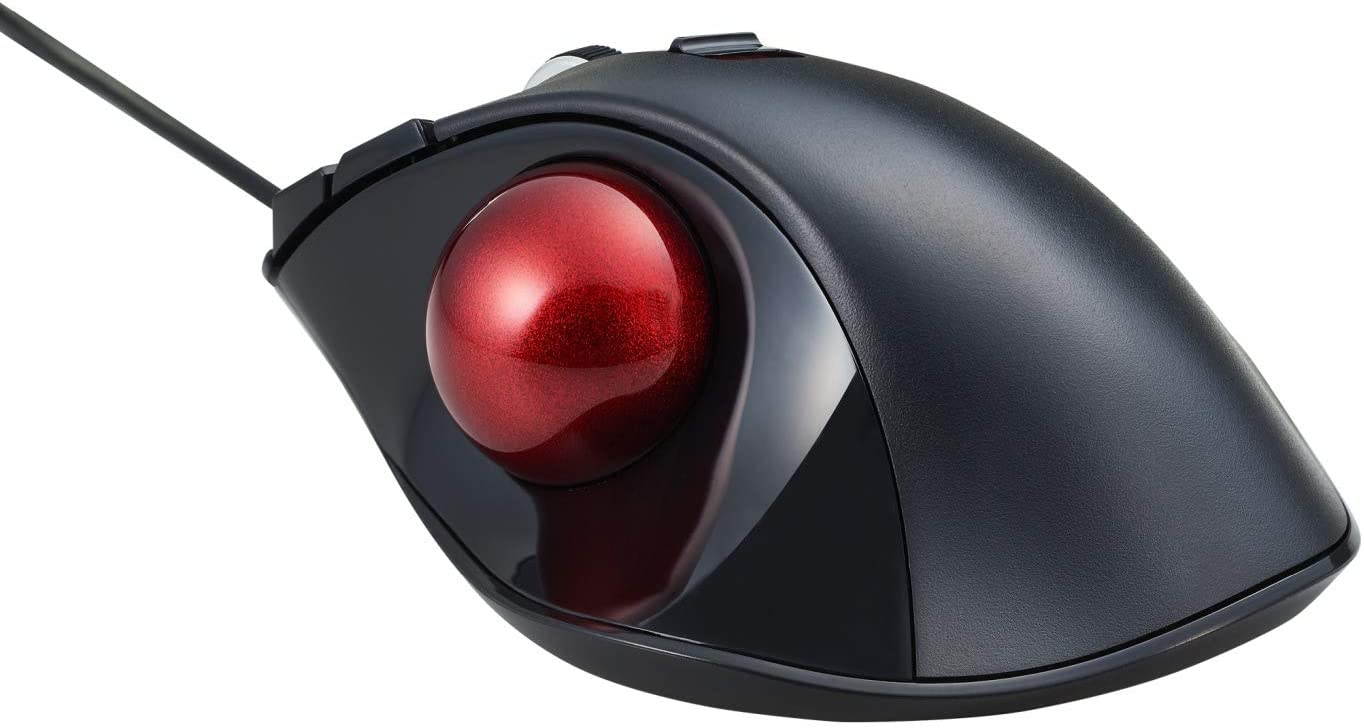 Wired Thumb-Operated Trackball Mouse, 5-Button Function with Smooth Tracking, Precision Optical Gaming Sensor Red Ball