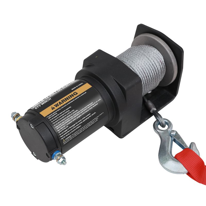 Rockland VMI01 2,000 Pound 12 Volt DC Electric Integrated Winch Kit with Wire Rope and Handlebar Rocker Accessory for ATV Recovery, Shop, and Utility