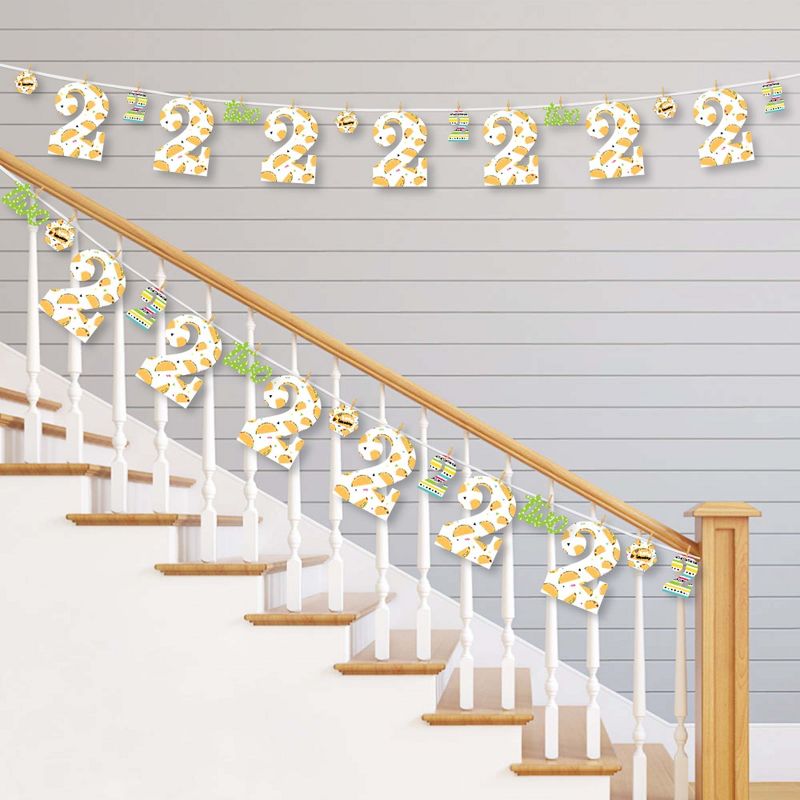 Big Dot of Happiness Taco Twosday - Mexican Fiesta Second Birthday Party DIY Decorations - Clothespin Garland Banner - 44 Pieces