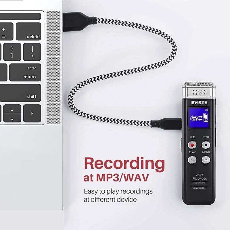 16GB Digital Voice Recorder Voice Activated Recorder with Playback Upgraded Small Tape Recorder for Lectures Meetings Interviews Mini Audio Recorder USB Charge MP3