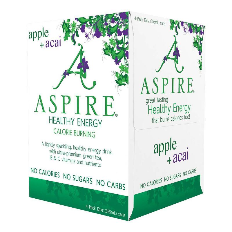Aspire Healthy Energy Apple + Acai - 4pk/12 fl oz Cans