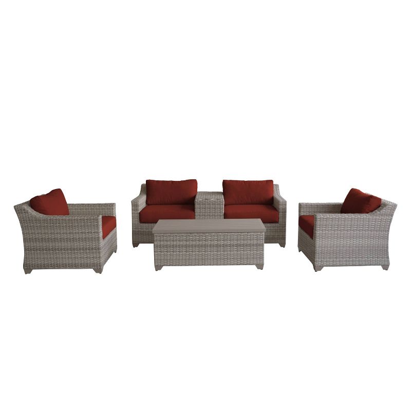 Fairmont 6pc Patio Sectional Seating Set with Cushions - Terracotta - TK Classics