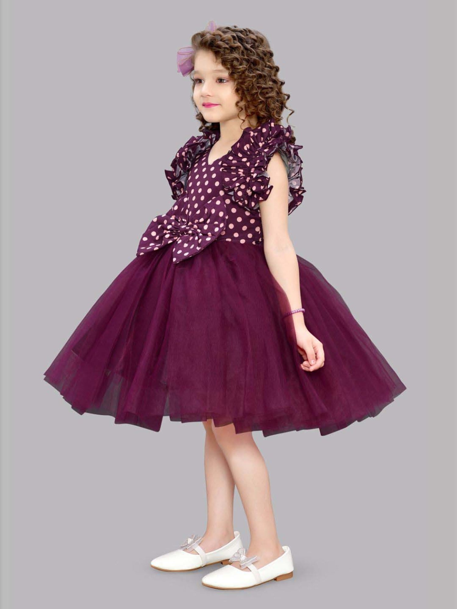 Many Frocks Kids Red Solid Dress