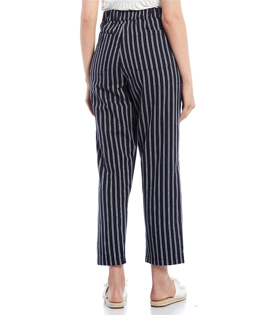 Coco + Jaimeson Mid-Rise Rope Belted Striped Crop Pants