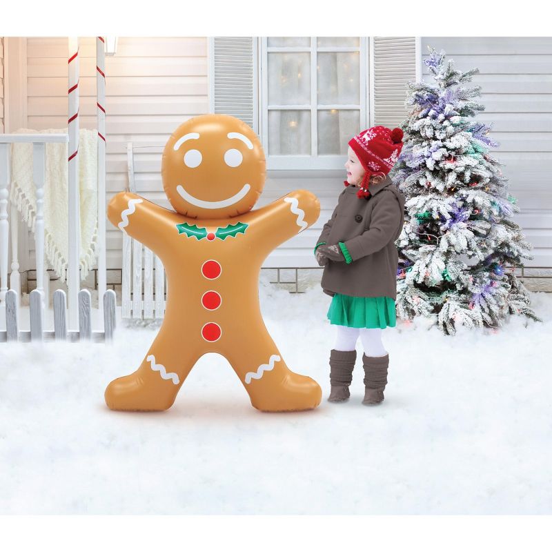 Occasions Blow Up Inflatable Gingerbread Man, 3.5 ft Tall, Brown