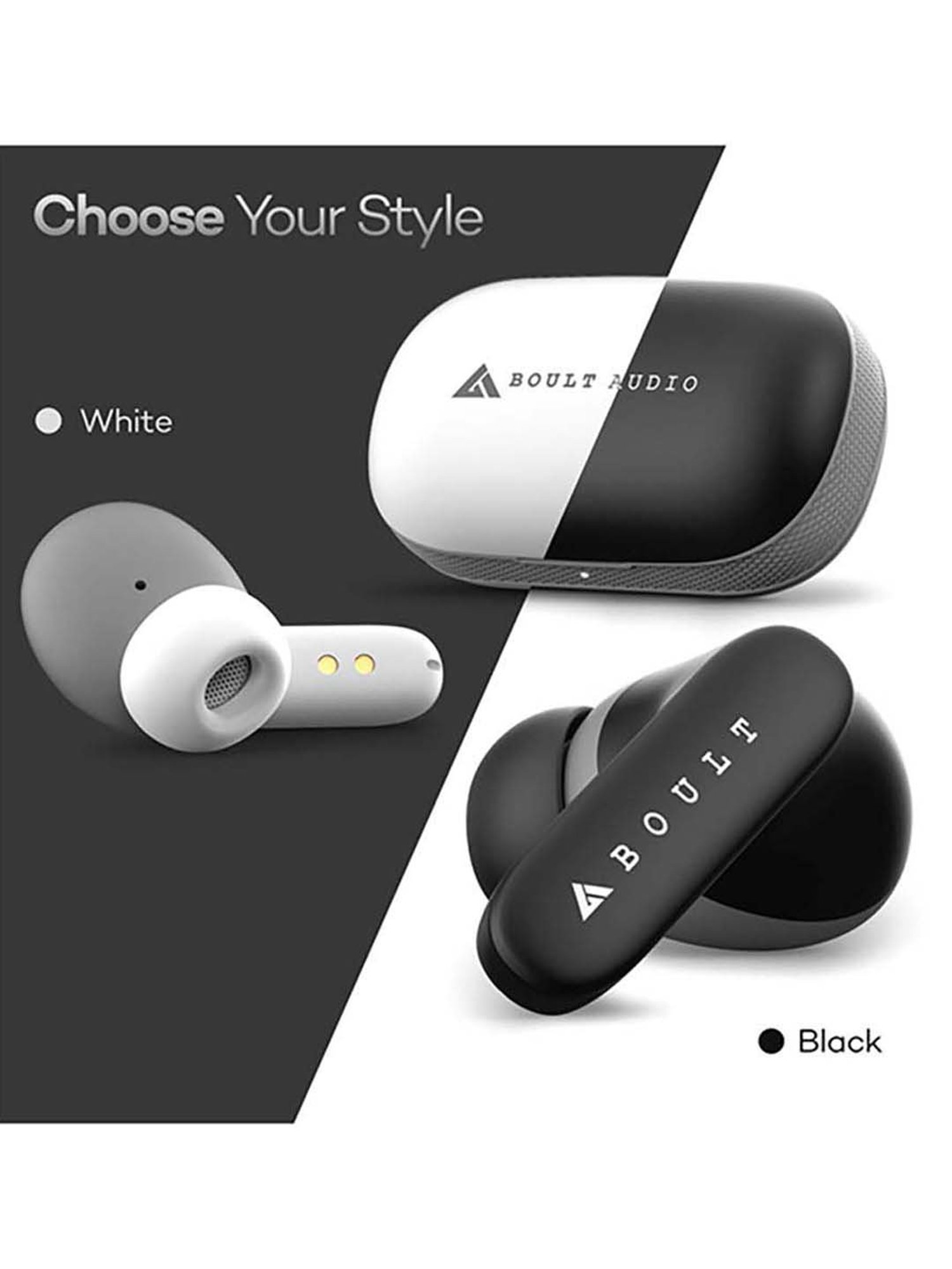 Boult Audio AirBass Y1 True Wireless Bluetooth Earbuds with Mic (White)