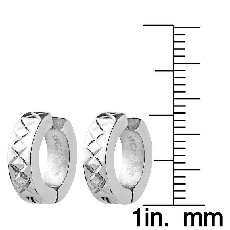 West Coast Jewelry Stainless Steel Cross-Hatch Hoop Earrings