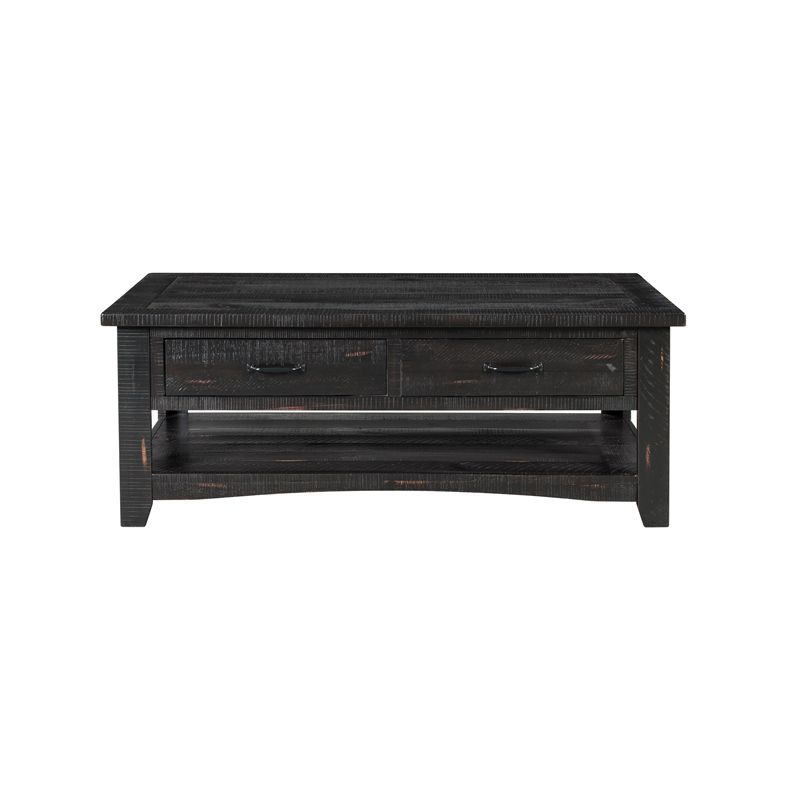 Rustic Solid Wood 2 Drawer Coffee Table Antique Black - Martin Svensson Home