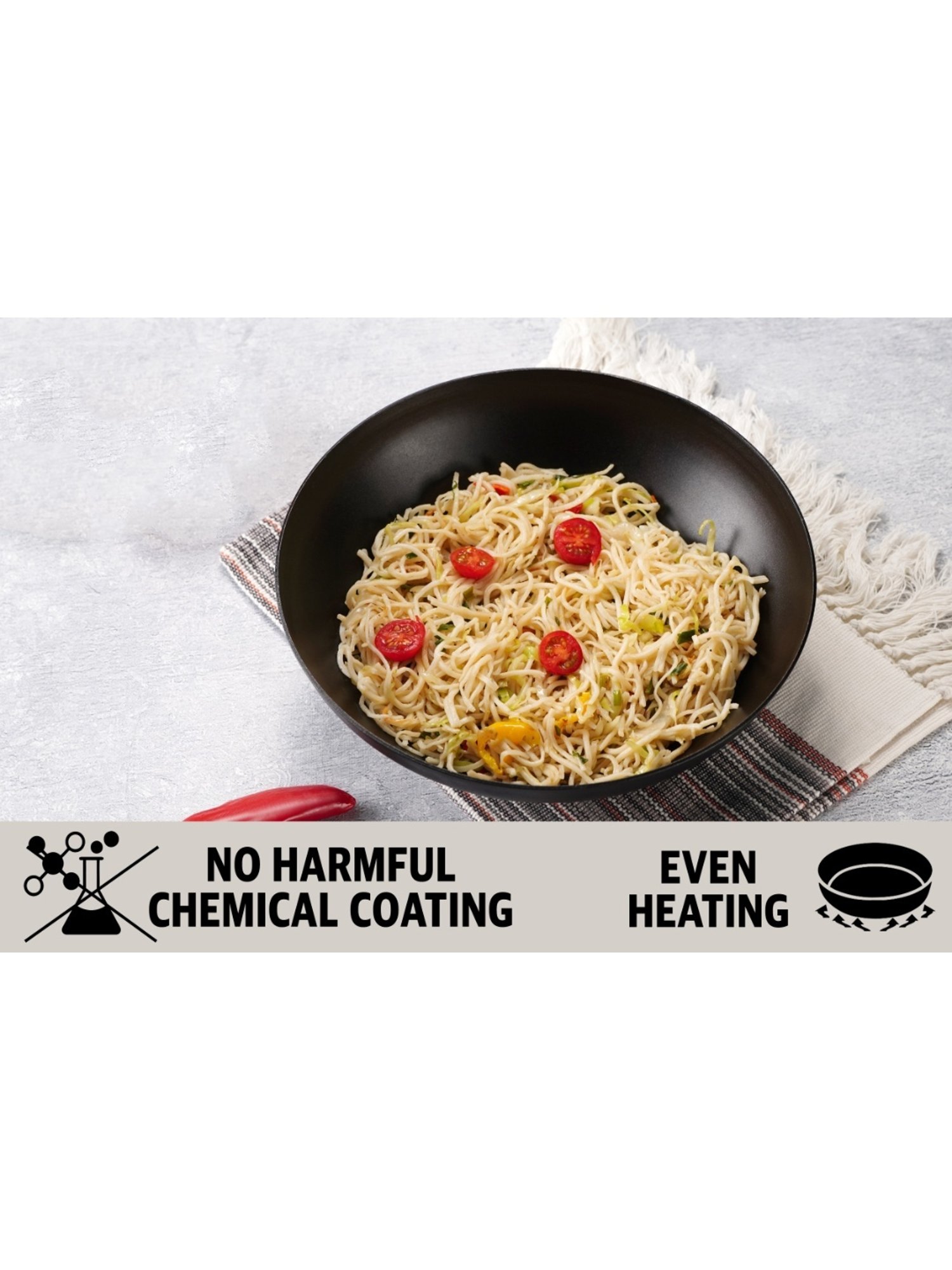 Sumeet Pre Seasoned Carbon Steel (Iron) Deep Tasra for Frying|27cm| 3100ml, Gas & Induction-Friendly