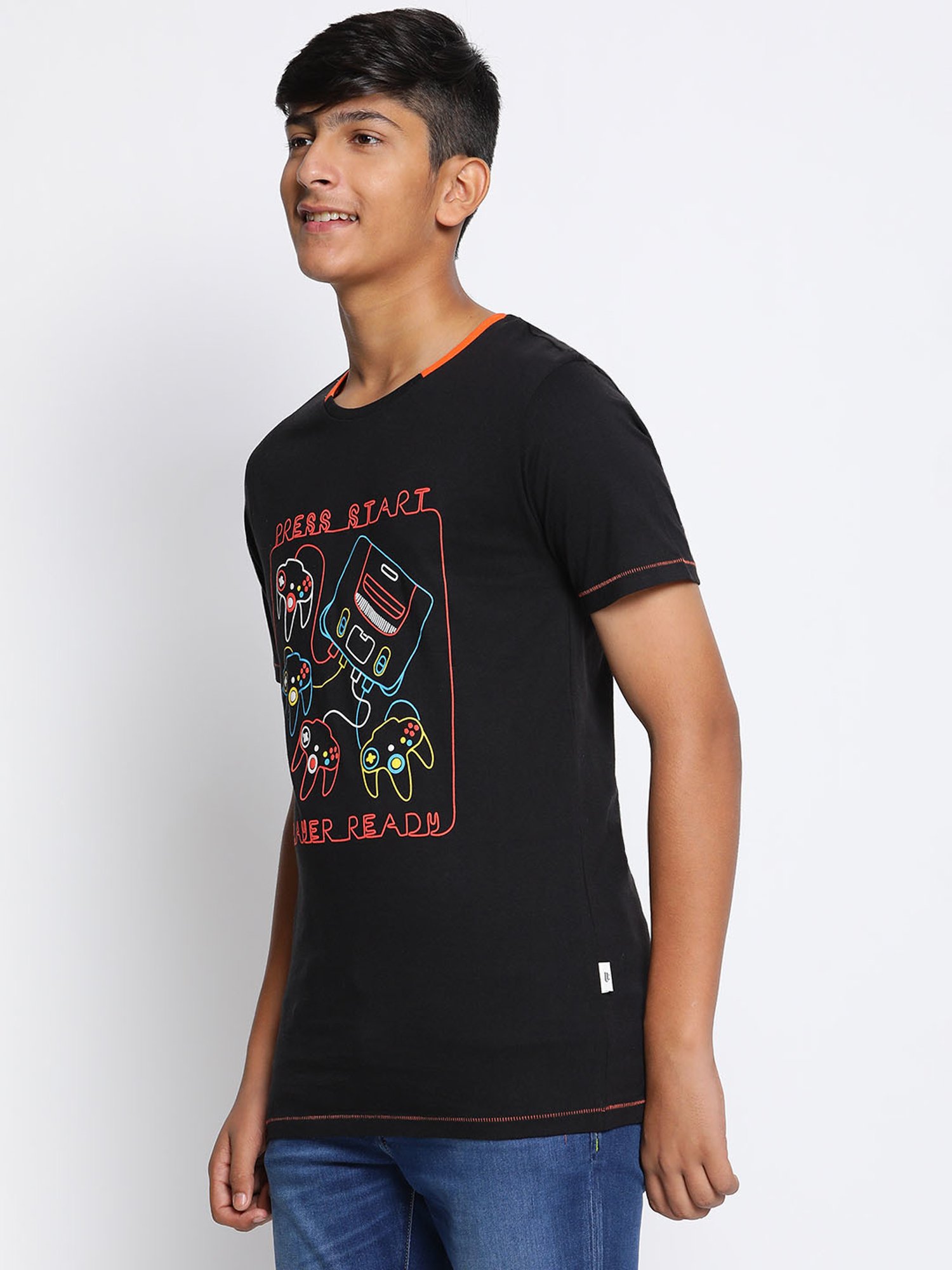 Lil Tomatoes Kids Black Printed T-Shirt