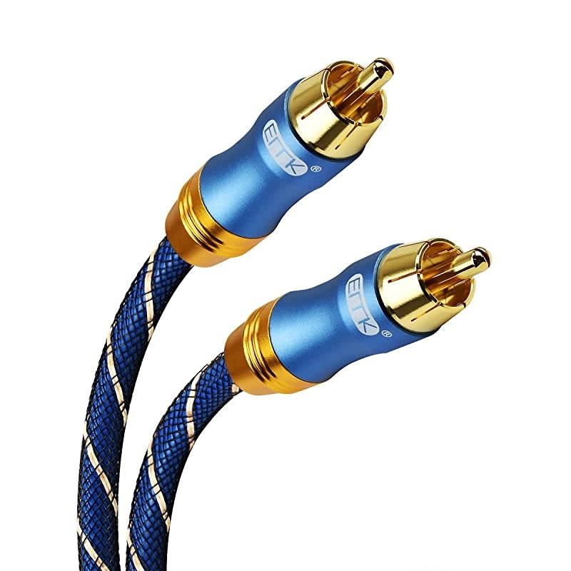 Subwoofer Cable 33 ft1m Digtal CoaxialSubwoofer Cable Dual Shielded with Gold Plated RCA to RCA Connectors Top Blue Series
