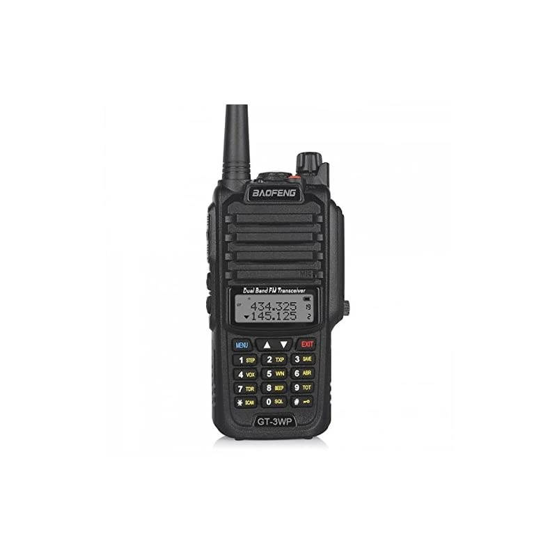 1 Pack GT-3WP PoFung GT-3WP Dual Band Two-Way Radio, Waterproof Dustproof IP67 Walkie Talkie Transceiver, VHF/UHF 136-174/400-520MHz, Black