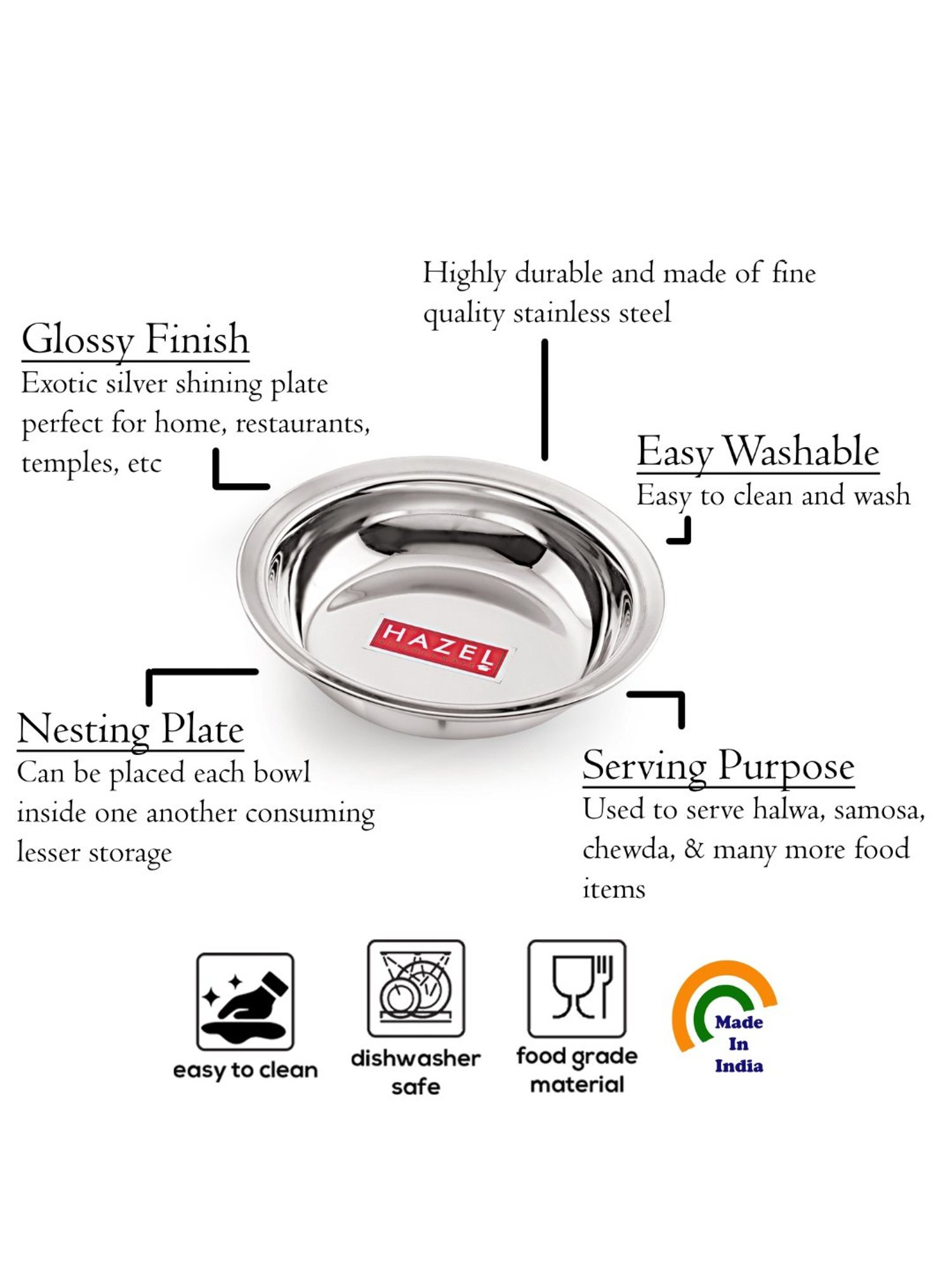 HAZEL Silver Stainless Steel 0.6L Mixing Pot - Set of 2