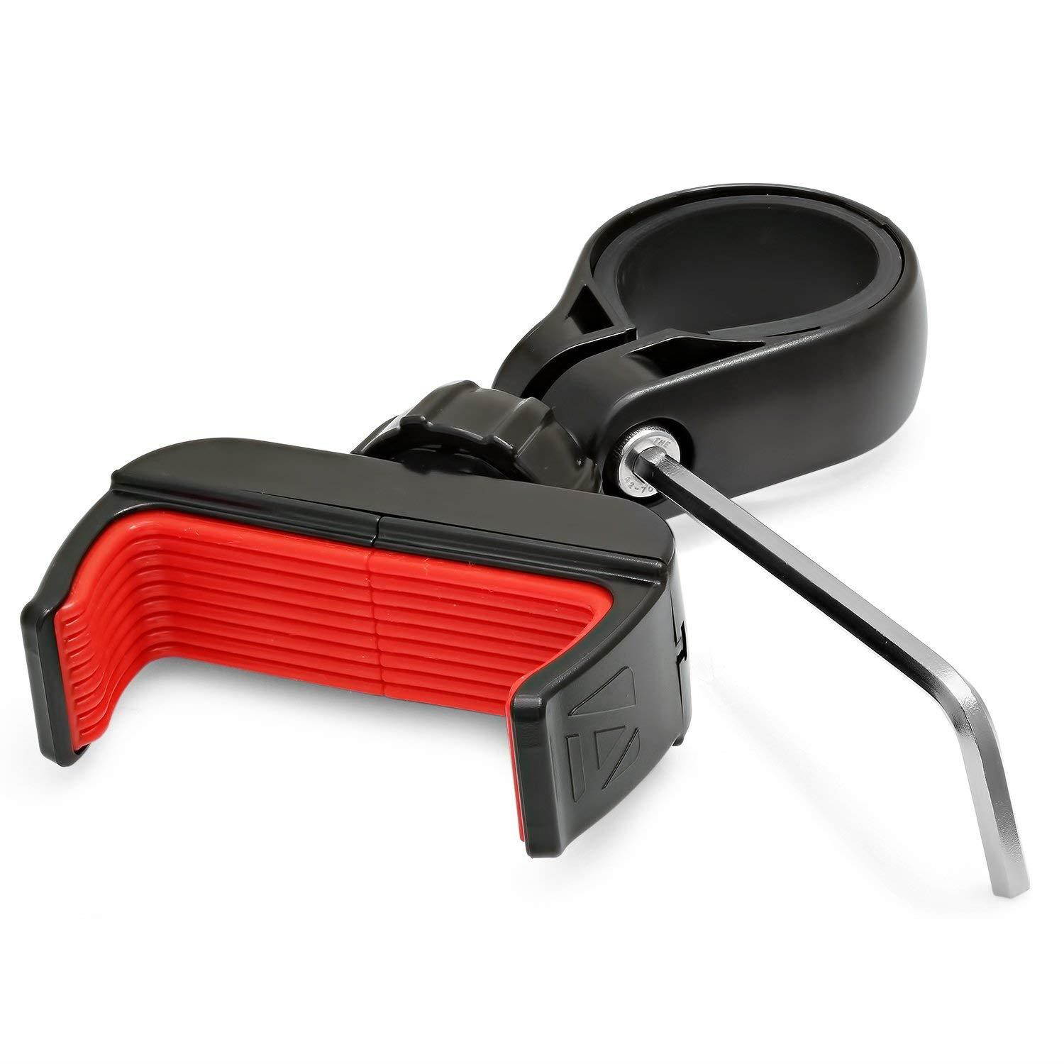 Aduro U-Grip Plus Universal Bike Mount - for Motorcycle, Handlebar, Roll Bar, iPhone X Xs 7 6 6s 7 Plus 5 5s 5c Bike Mount for All Android Smartphones, and GPS Holder (Black/Red)