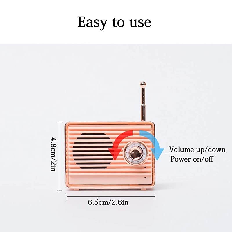 Wireless Retro Speakers  Portable Bluetooth Vintage Speaker with Builtin MicUSB 89 Hours Playtime for Kitchen Bedrooms Desk Shelf Party Travel Android iOS Speaker Coral Pink