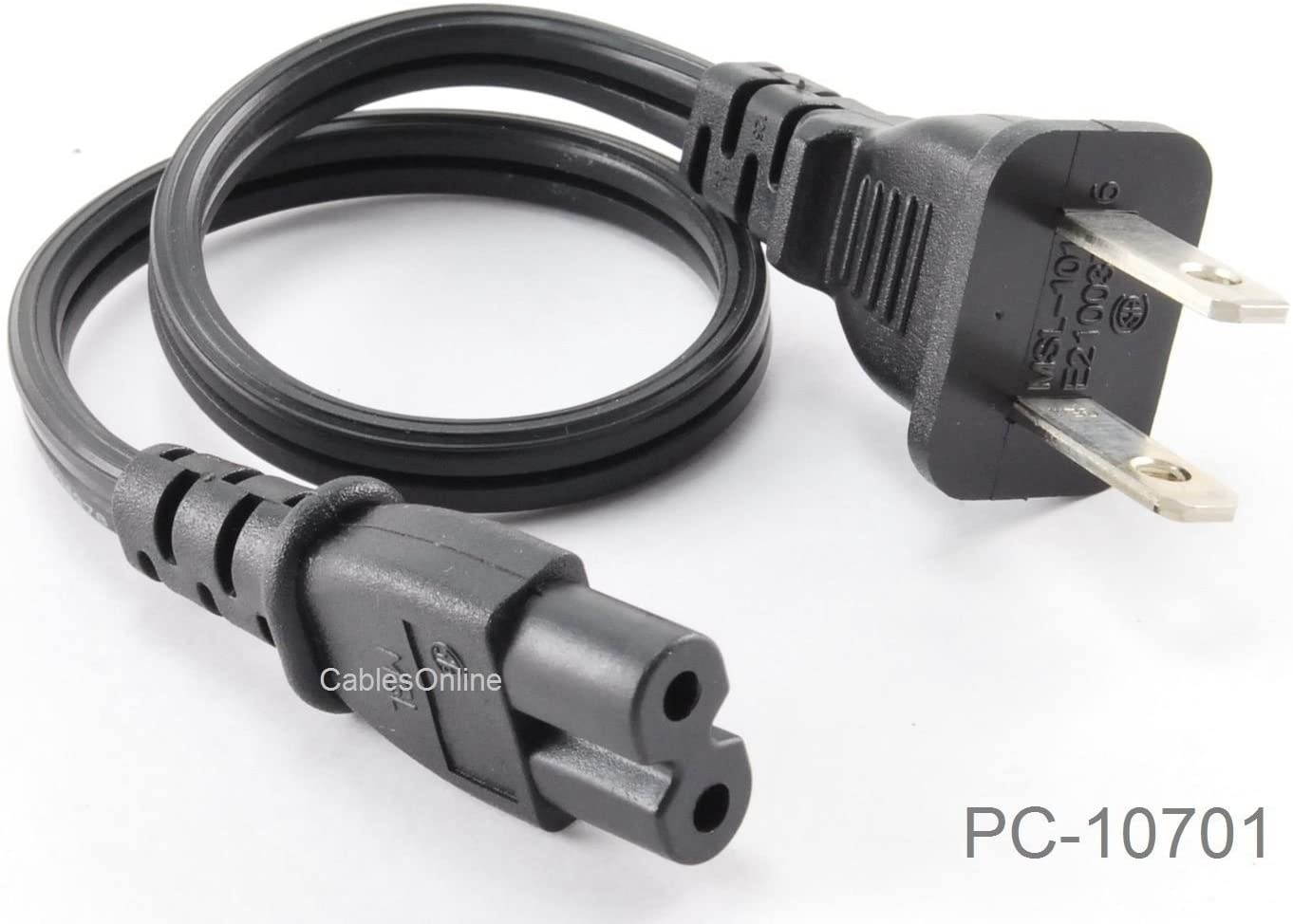 CablesOnline , 1ft 2-Prong Figure-8 Replacement Non-Polarized Computer Power Cord Cable, PC-10701