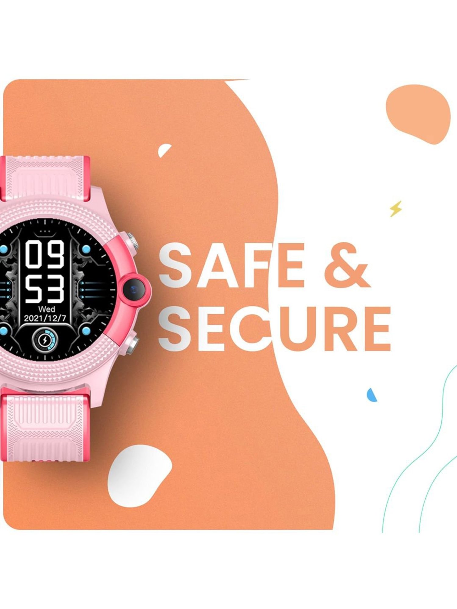 Turet Buttercup GPS Tracker Smartwatch for Kids with IP68 Waterproof 1.4 inch HD Display (Pink)