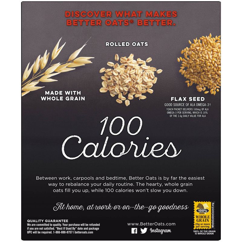 Better Oats 100 Calories Maple & Brown Sugar Whole Grain Instant Oatmeal with Flax - 10ct