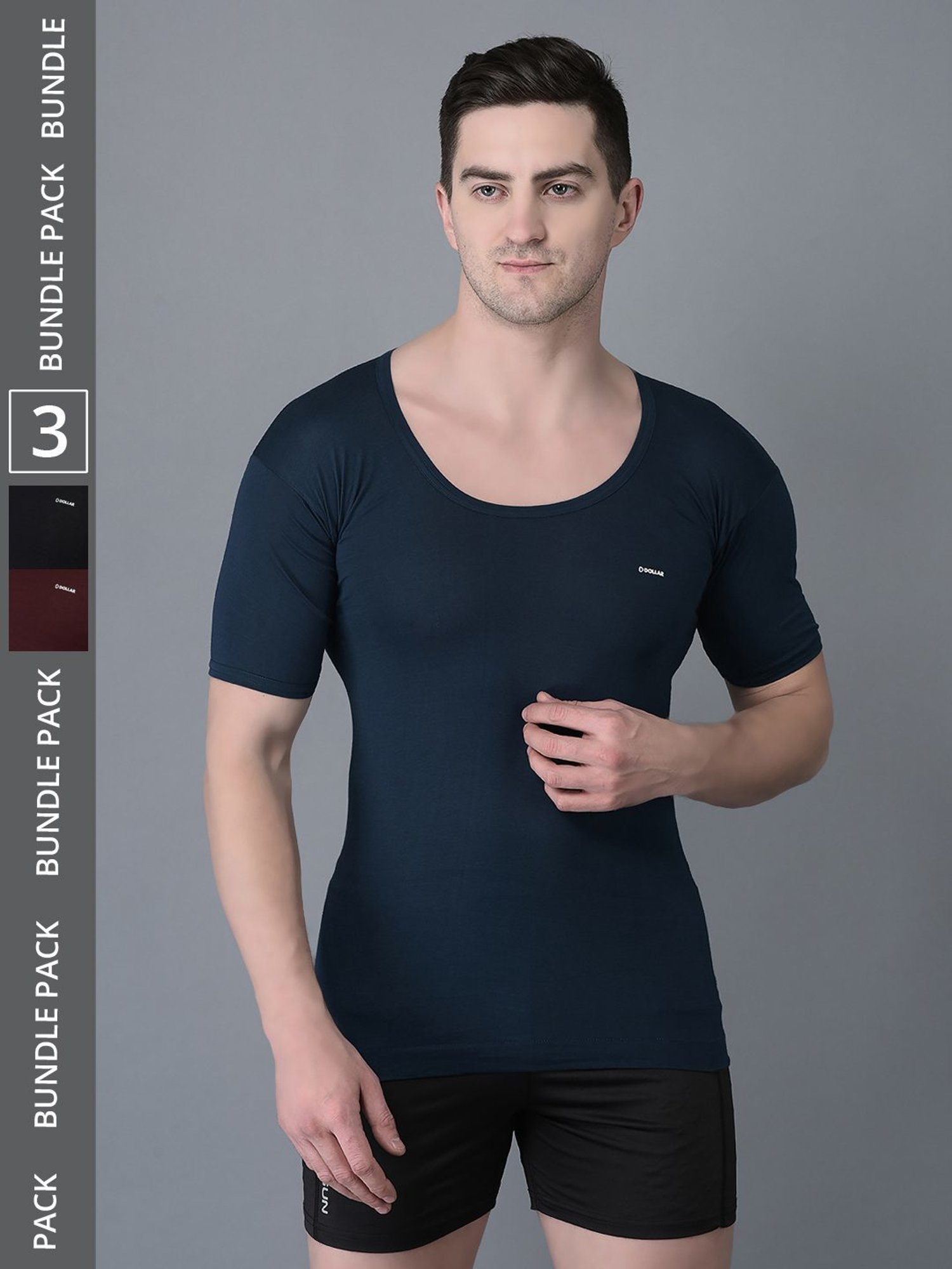 Cantabil Navy Blue Cotton Regular Fit Vest