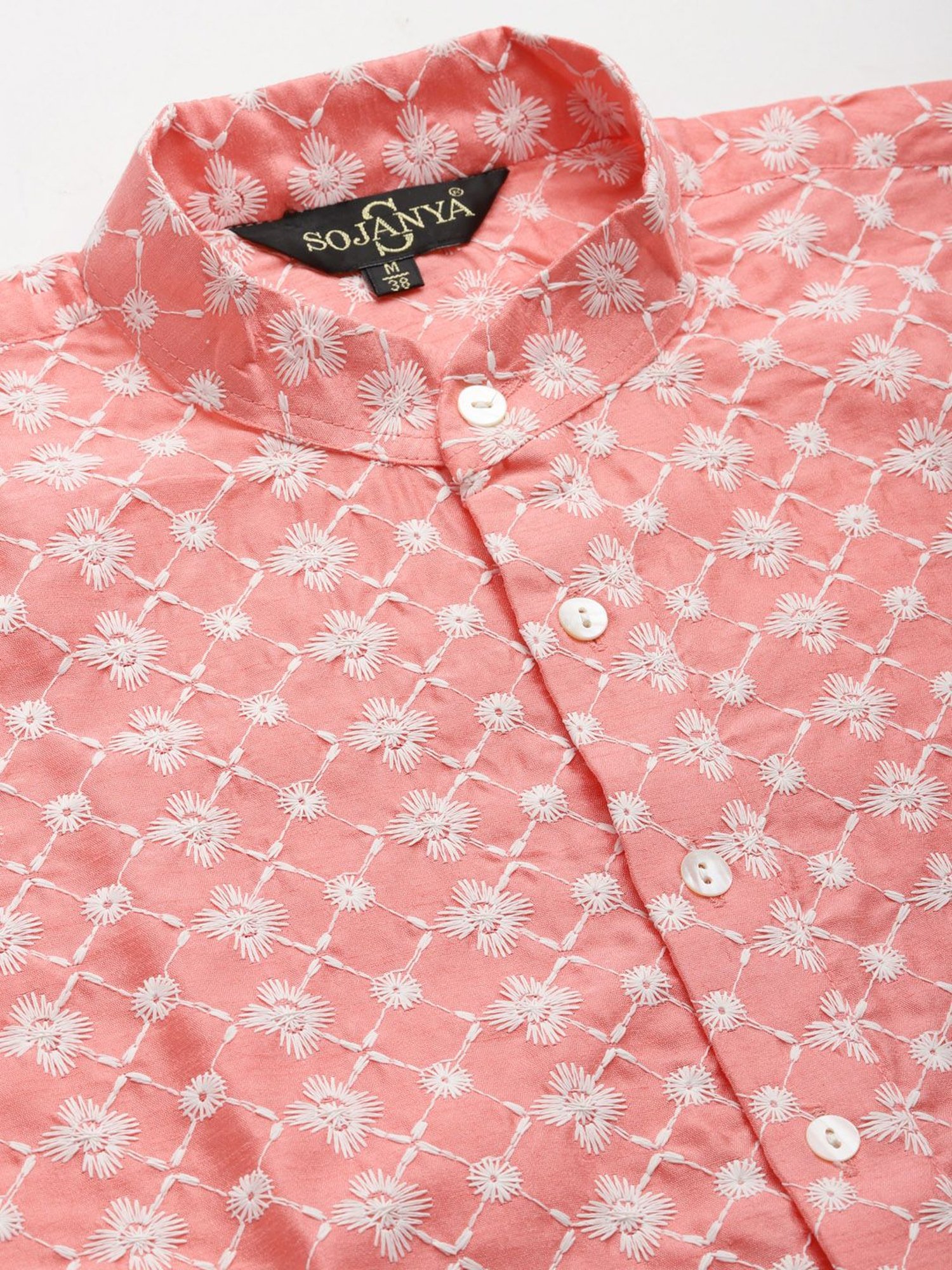 Sojanya Pink Regular Fit Embroidered Kurta Set With Jacket