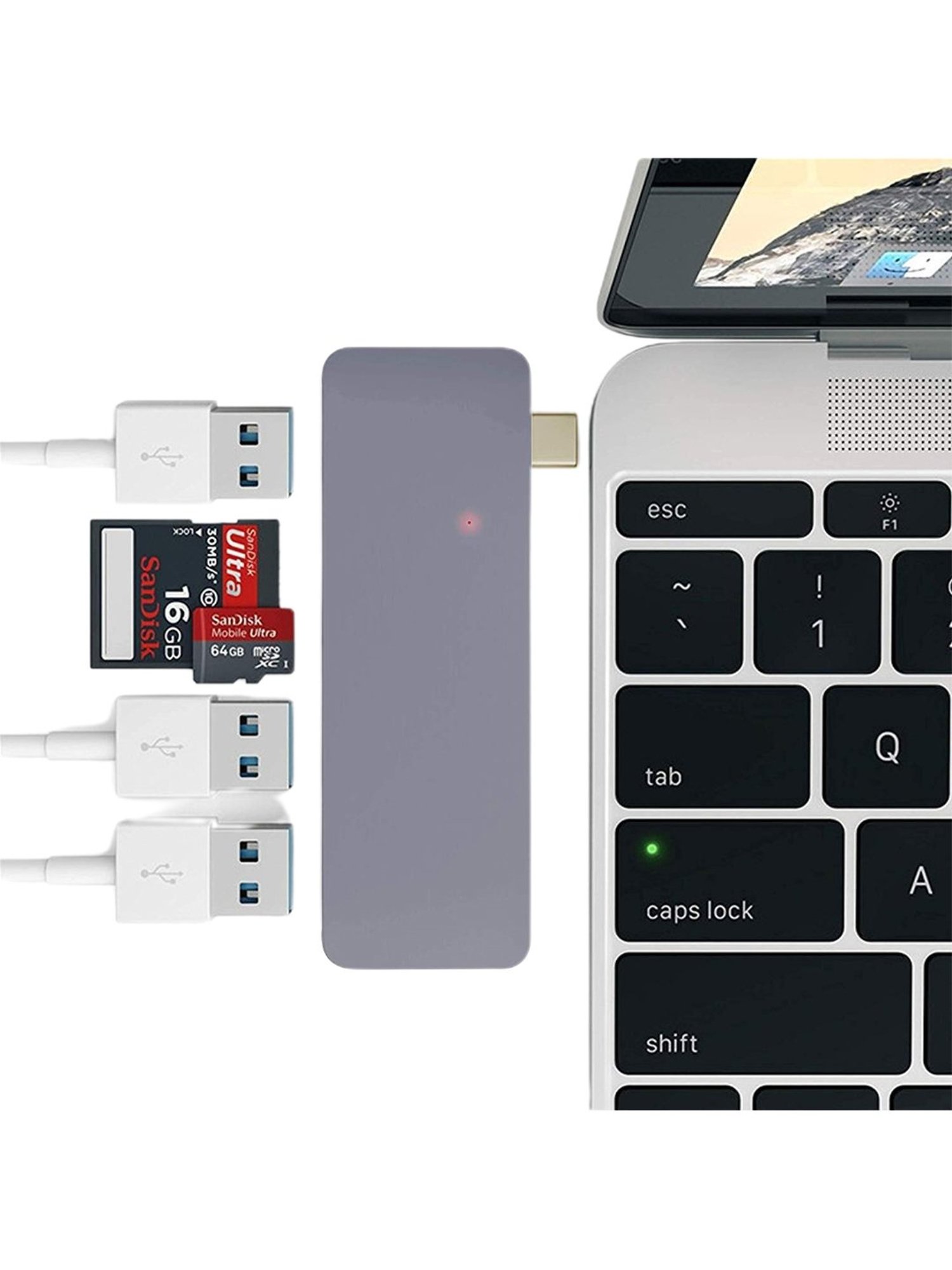 Powerup Aluminum USB Type-C Hub Adapter Dongle