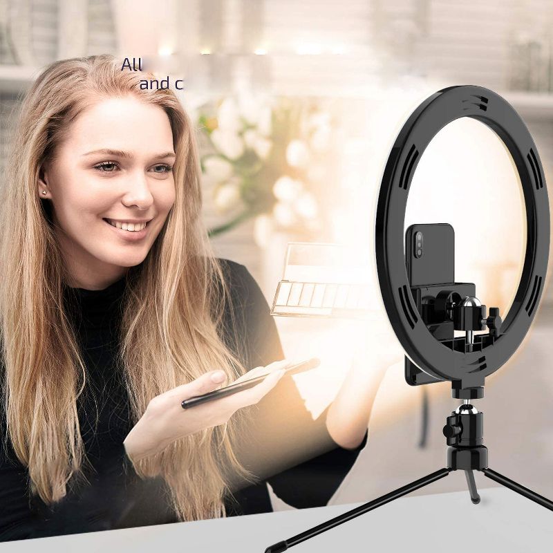 10-inch Led Ring Light with Tripod Stand & Phone Holder & Remote 3 Light Modes & 10 Brightness Levels Perfect for Makeup YouTube TIK Tok Video Live Streaming Photography - F531