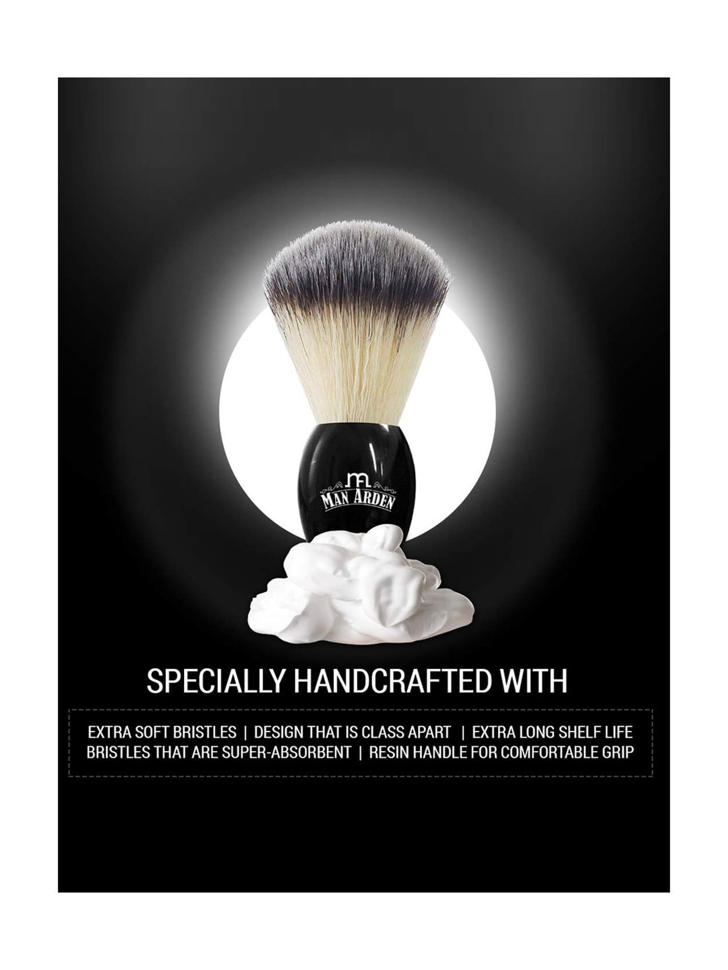 Pink Woolf Soft Synthetic Bristles Shaving Brush for Men Engineered Black Plastic Handle