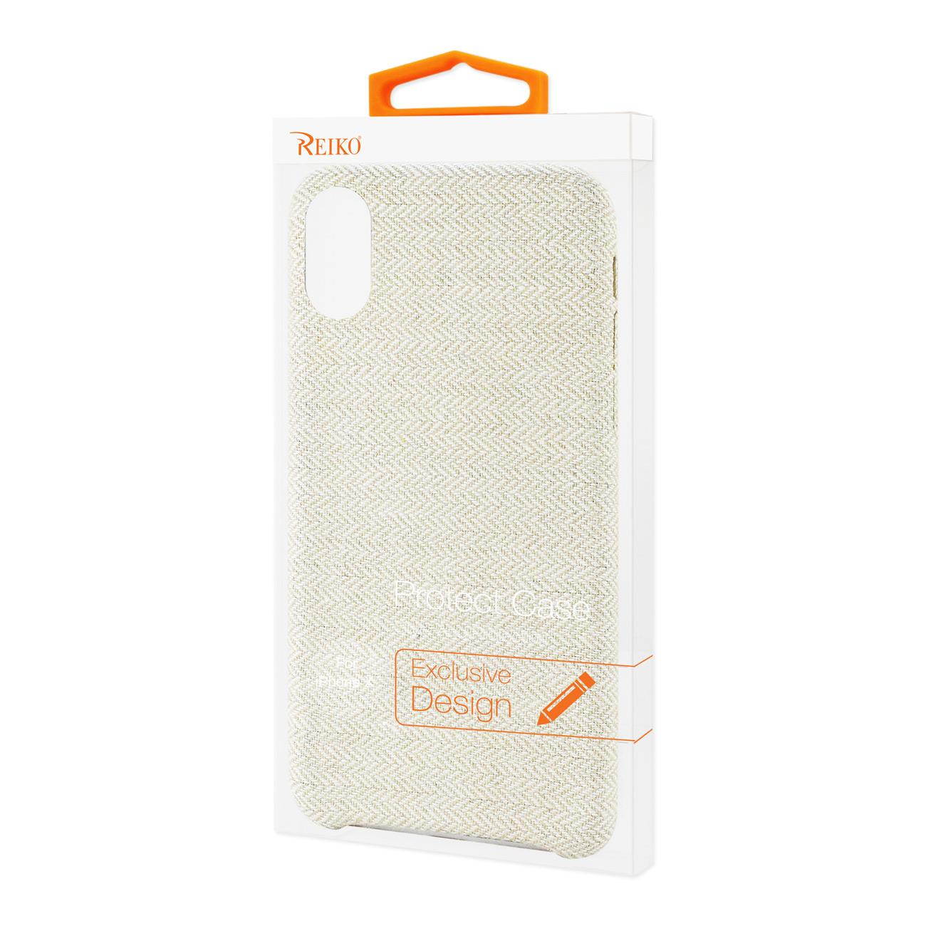 REIKO iPhone X/iPhone XS HERRINGBONE FABRIC IN BEIGE