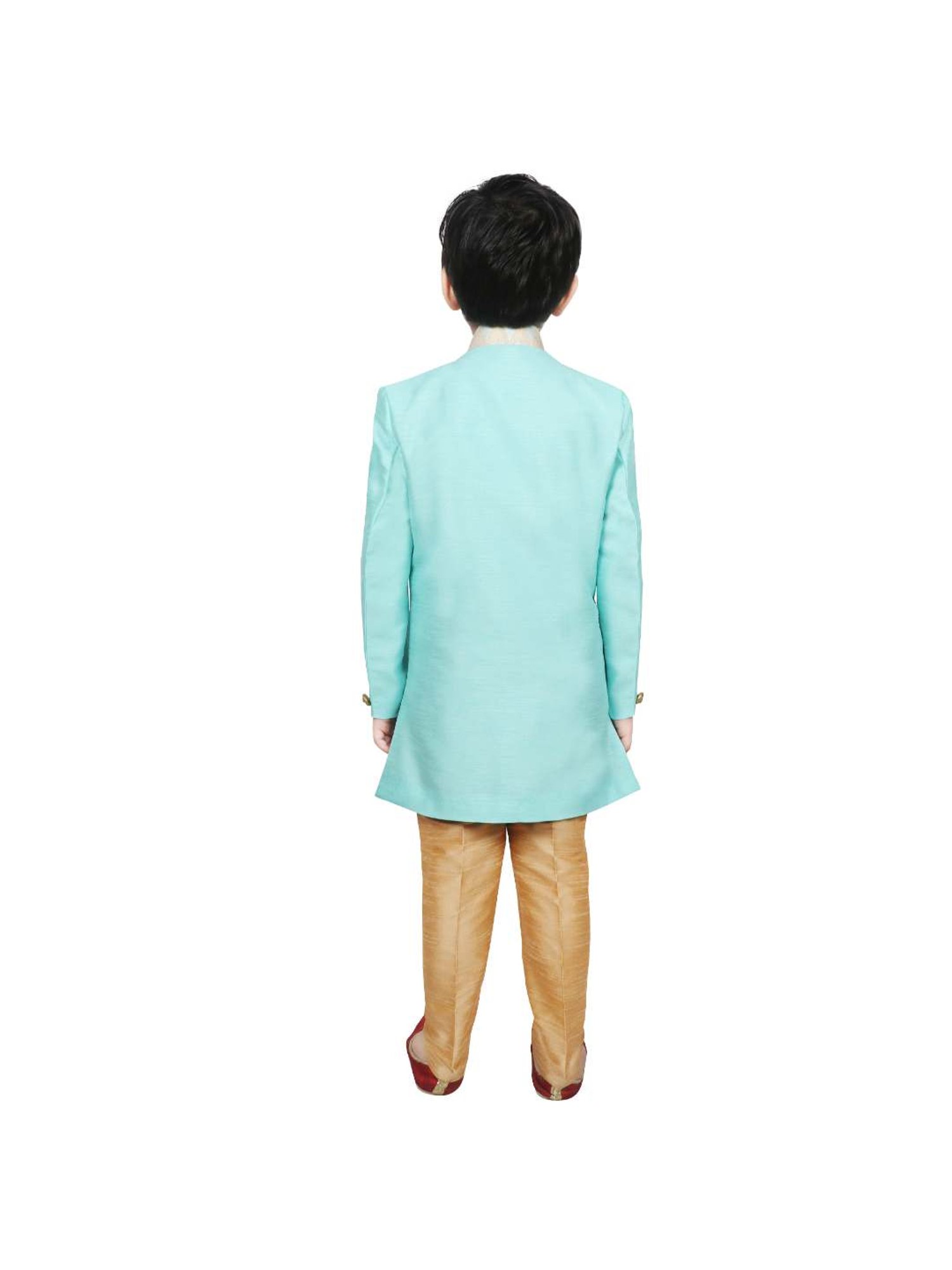 SG Yuvraj Kids Blue & Brown Printed Sherwani with Pyjama