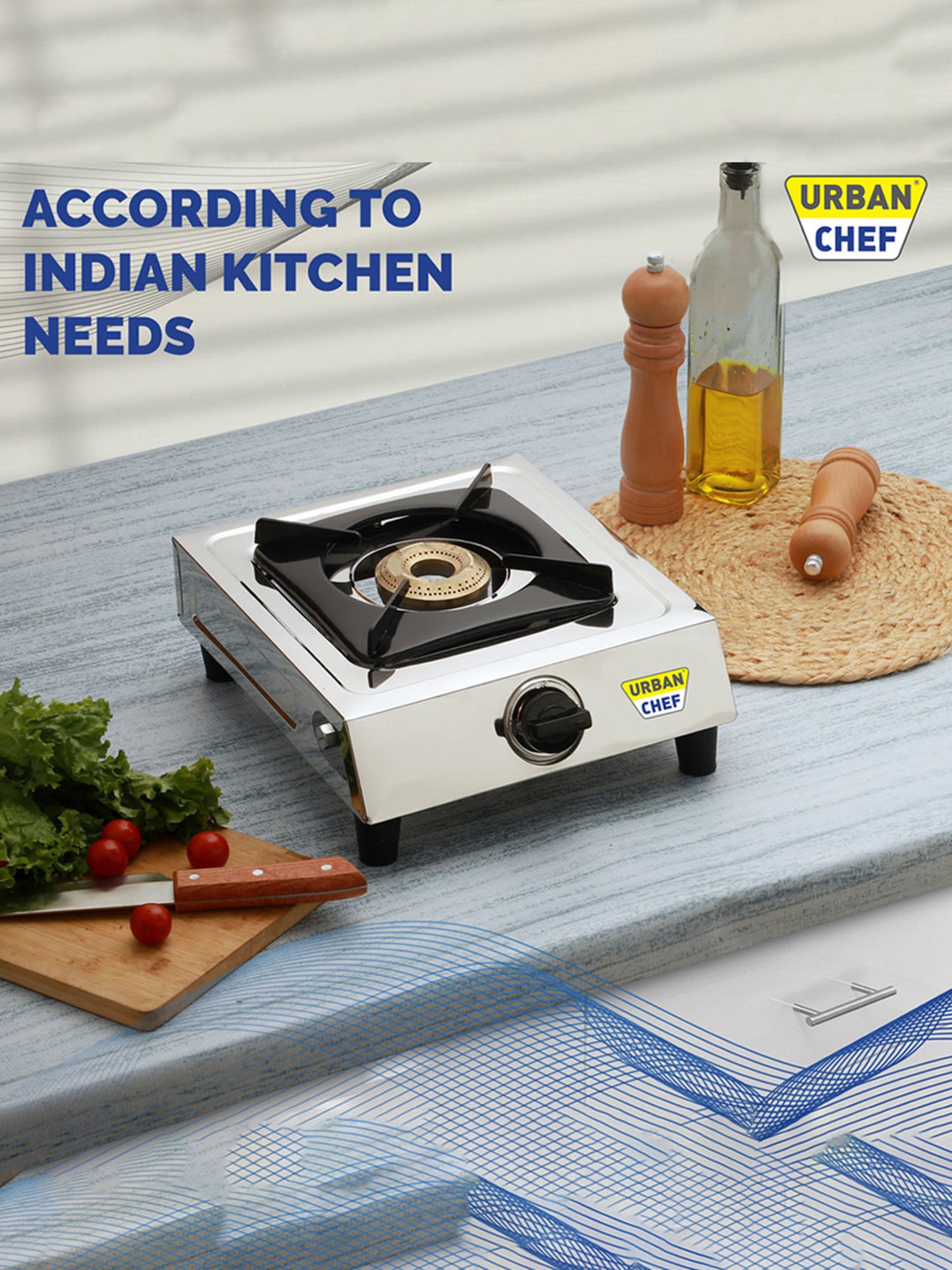 Urban Chef Gas Stove with Single Burner ( Silver/Black )