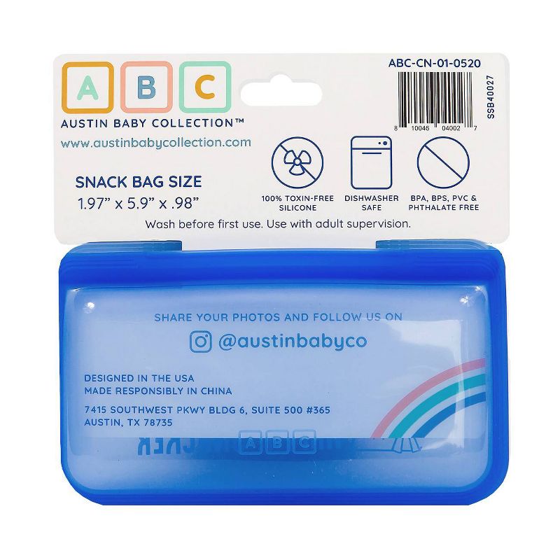 Austin Baby Collection Reusable Silicone Snack Bag - Small Periwinkle Blue