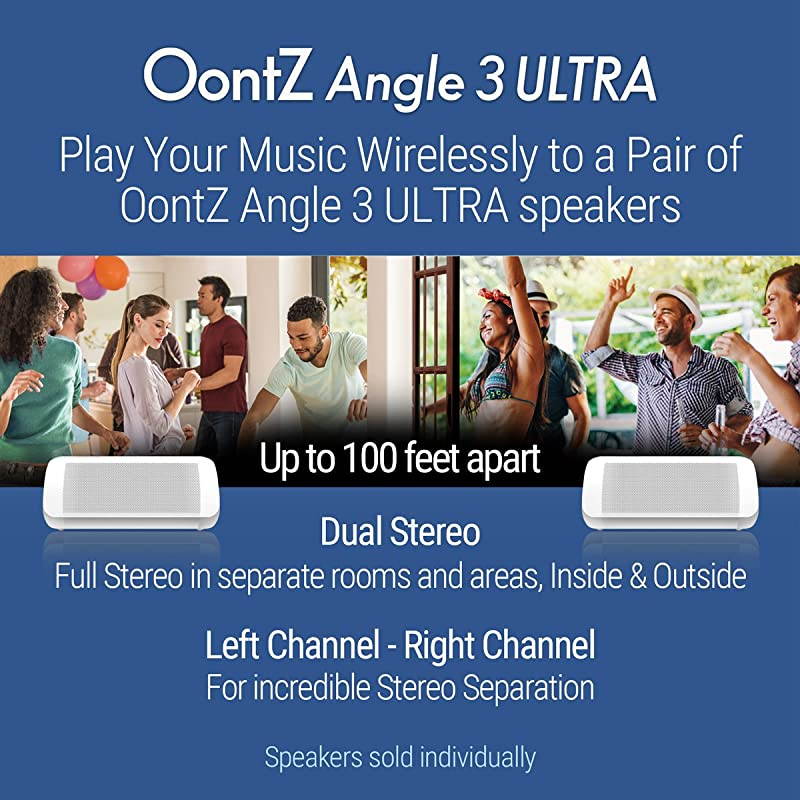 OontZ Angle 3 Ultra Portable Bluetooth Speaker 14 Watts Bigger Bass HiQuality Sound 100 Ft Wireless Range Play Two Speakers Together IPX6 Bluetooth Speakers by  White