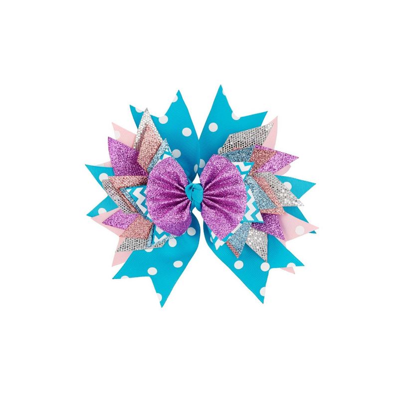 Lily Frilly Hair Bow - Blue