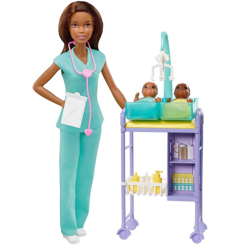 Barbie You Can Be Anything Baby Doctor Brunette Doll and Playset