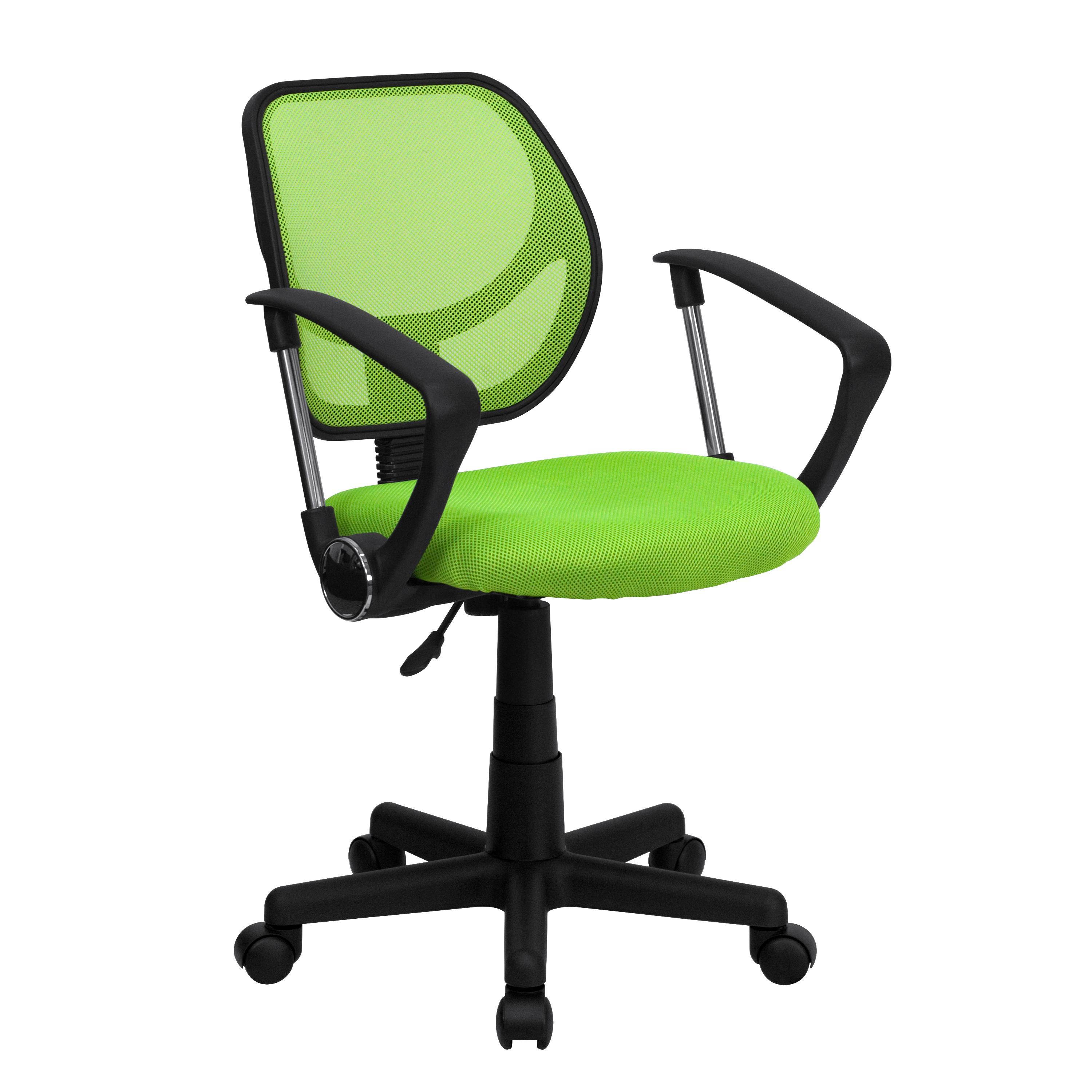 Mid-Back Green Mesh Swivel Task Chair with Arms