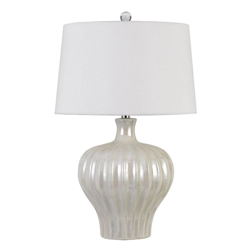 27" Ceramic Table Lamp with Hardback Fabric Shade Pearl - Cal Lighting