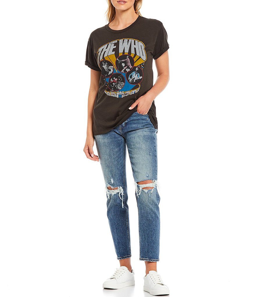 Joe's Jeans Scout Crop Distressed Mid Rise Straight Leg Jeans