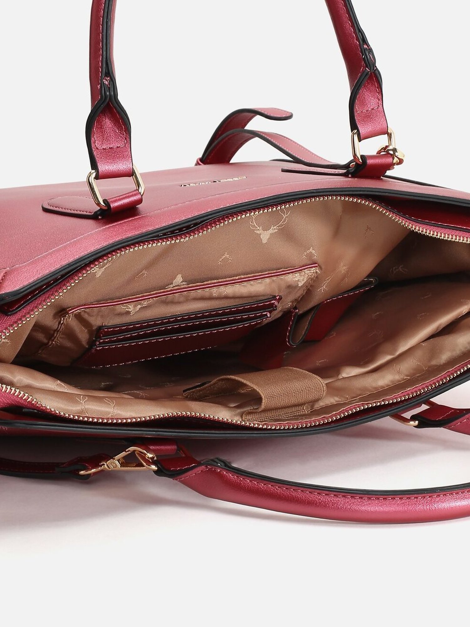 Allen Solly Pink Solid Medium Handbag