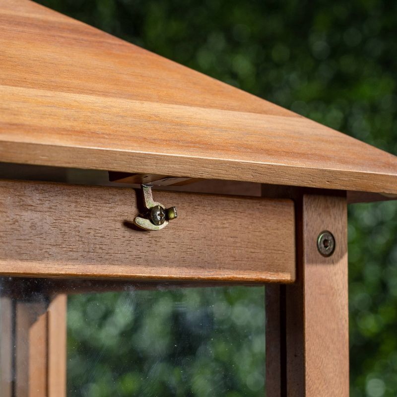 2pk Claudine 47" Standing Acacia Wood Candle Outdoor Lanterns Teak - Christopher Knight Home