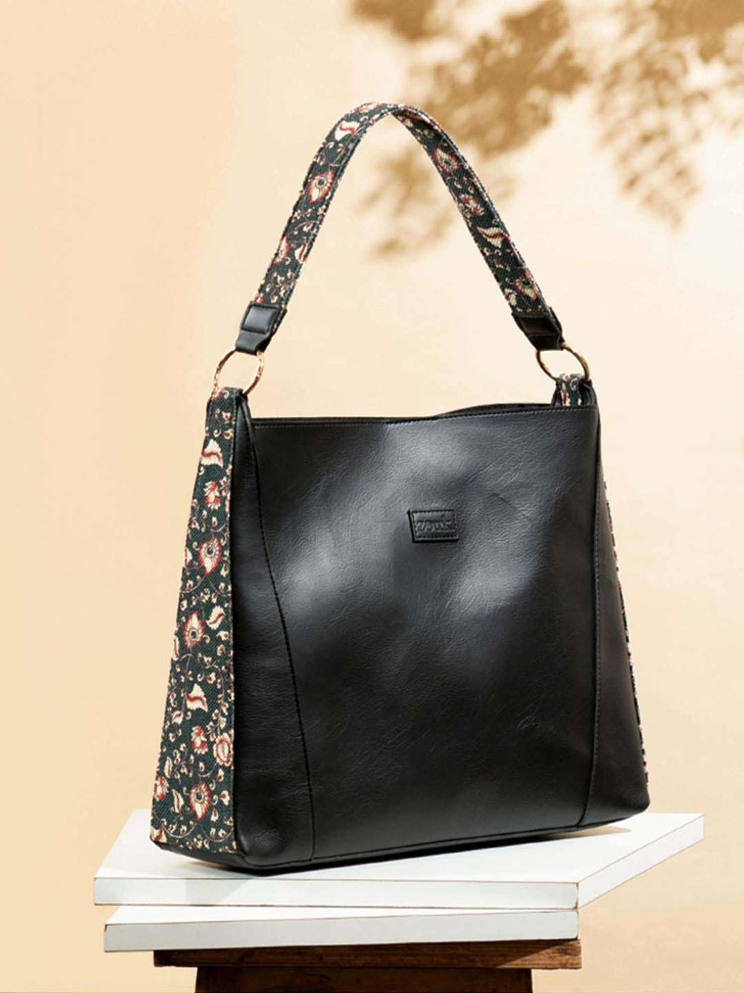 ZOUK Black Printed Large Tote Handbag