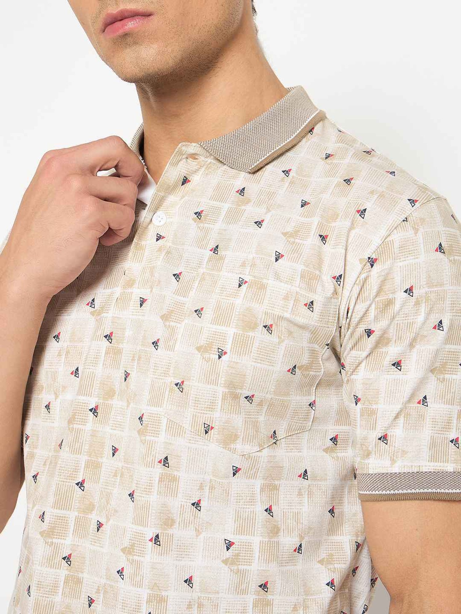 Duke Beige Regular Fit Printed Polo T-Shirt