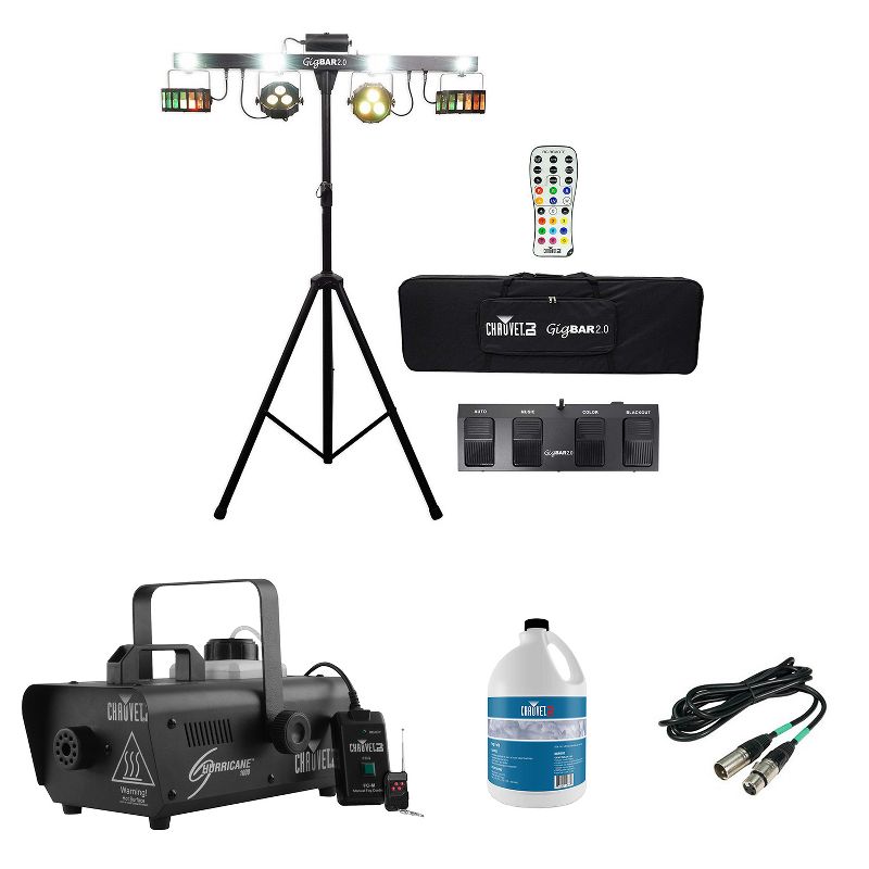 Chauvet DJ GigBAR 2 Light System with IRC Remote and Foot Control & Chauvet DJ Hurricane 1000  Fog Machine w/ Wired & Wireless Remote