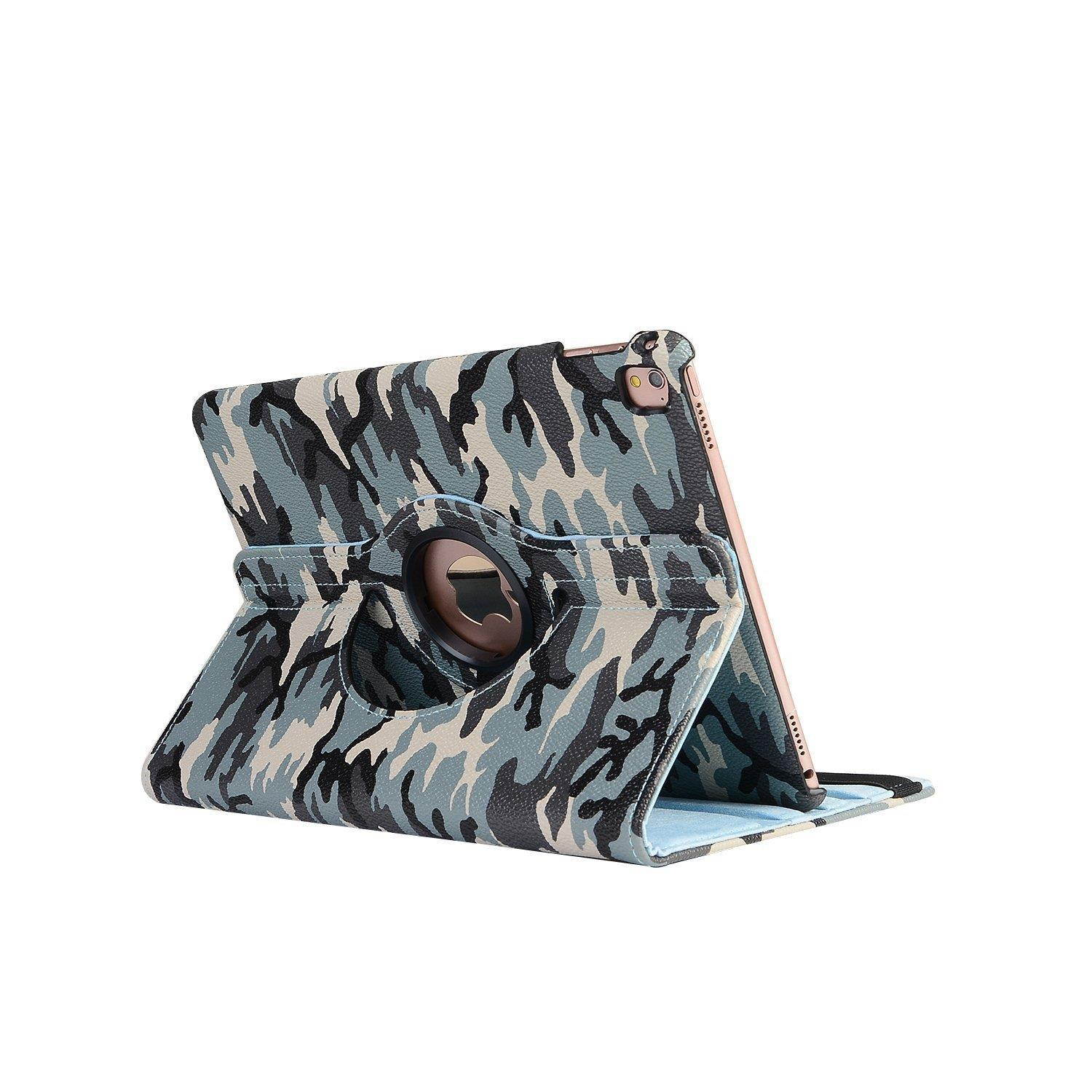 iPad Air Case,TechCode New 360 Degrees Rotating Stand Smart Case Cover Polka Dot Pattern Case for iPad Air/iPad 5 9.7 inch