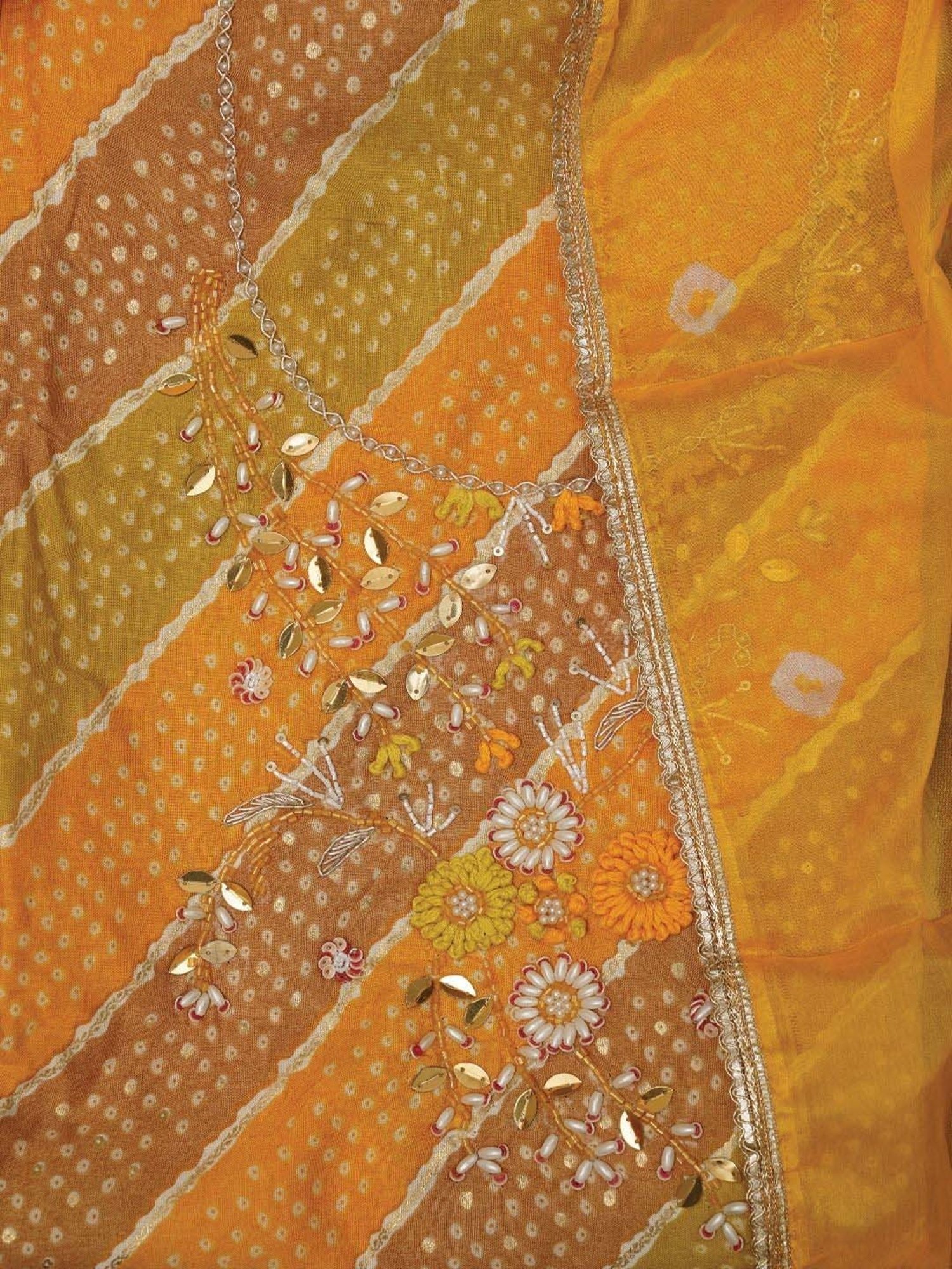 Jaipur Kurti Mustard Embellished Unstitched Dress Material