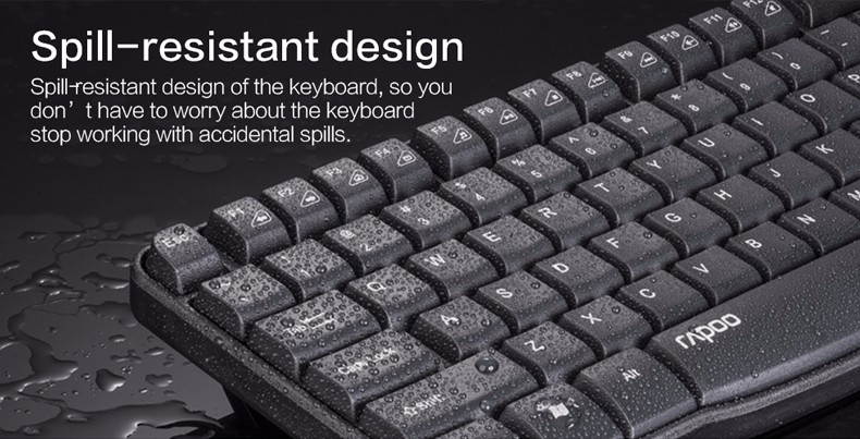 Rapoo X120 Wired Mute Mouse and Keyboard Set USB Port for Laptop Desktop PC Notebook Spill-resistant Design