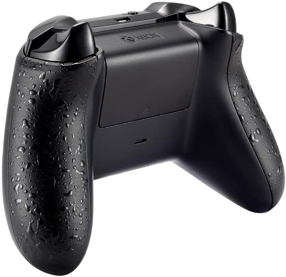 eXtremeRate Replacement Non-Slip Side Rails Handles, Game Improvement Back Panels for Xbox One S, Xbox One X Controller - Textured Black